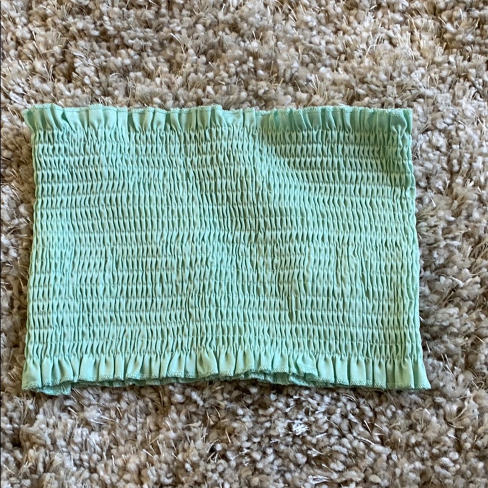 Green Strapless Crop Top